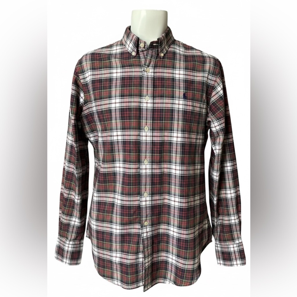 Ralph Lauren Classic Fit Oxford Shirt Large Multi-Color Plaid Button Down Logo